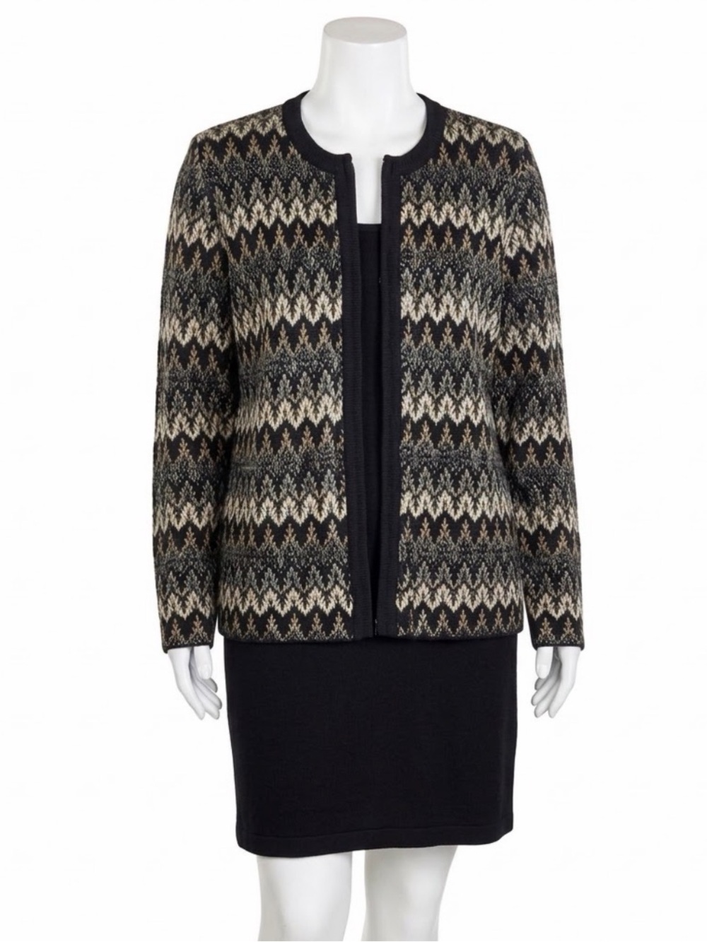 Exclusively Misook Metallic Fire Stitch Knit Open Cardigan XL